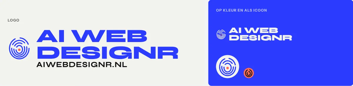 Logo AI Web Designr met een vingerafdruk in ultramarijn en koraal